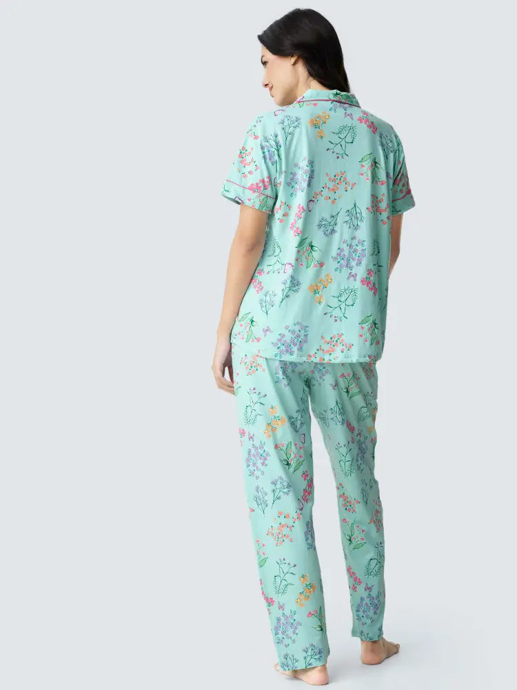 Butterfly High Cotton Knits Collared PJ Set - Collar Pajama
