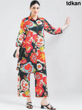 Chic Black Geometric Print Co-ords Kurti Set - Kurta Set