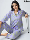 Dream away Cotton Knits Collared PJ Set - Collar Pajama