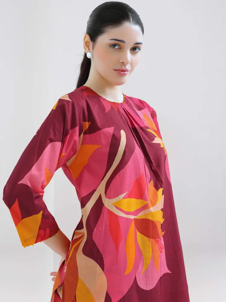 Floral Cotton Cambric Kurti Set - Kurta Set