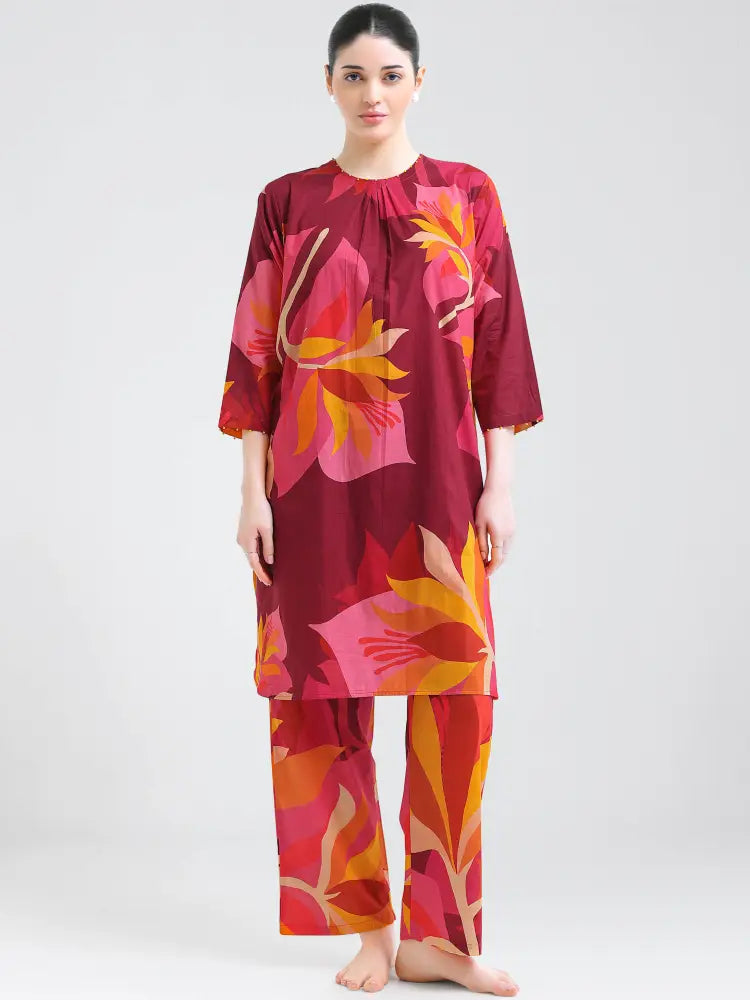 Floral Cotton Cambric Kurti Set - Kurta Set