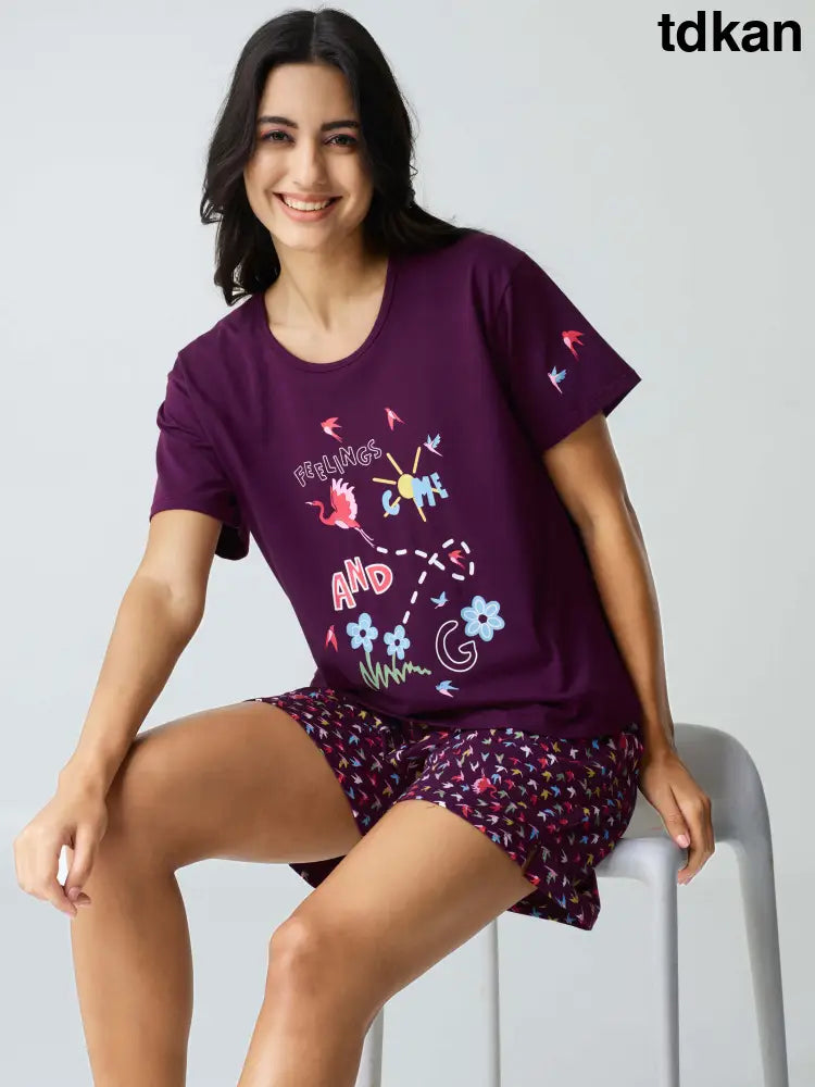 Fly Away Cotton Knits Shorts set - Short Set