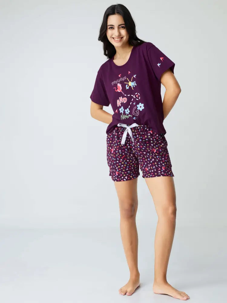 Fly Away Cotton Knits Shorts set - Short Set