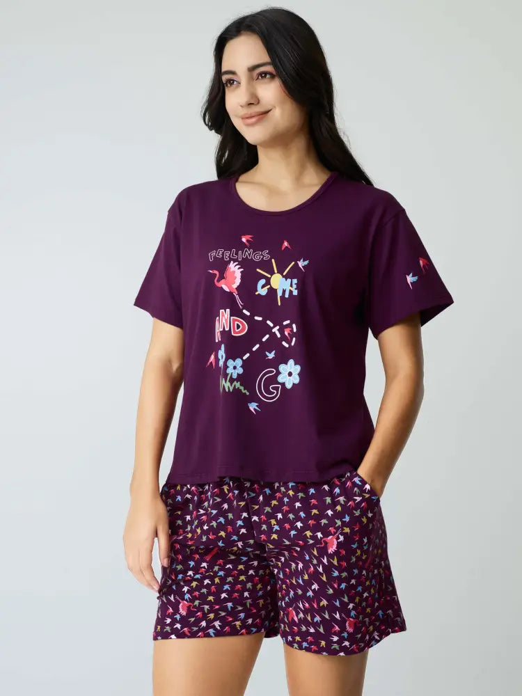 Fly Away Cotton Knits Shorts set - Short Set