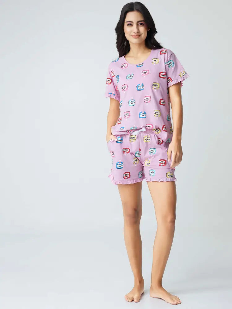 Sweet Candy Cotton Knits Shorts set - Short Set