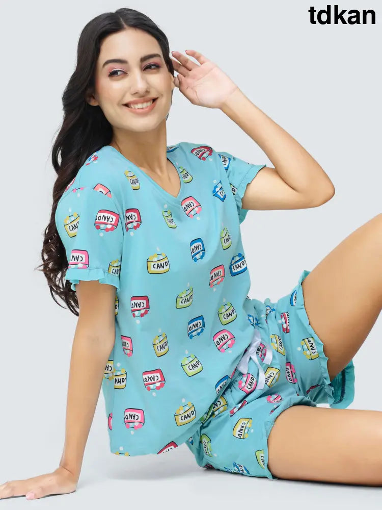 Sweet Candy Cotton Knits Shorts set - Short Set