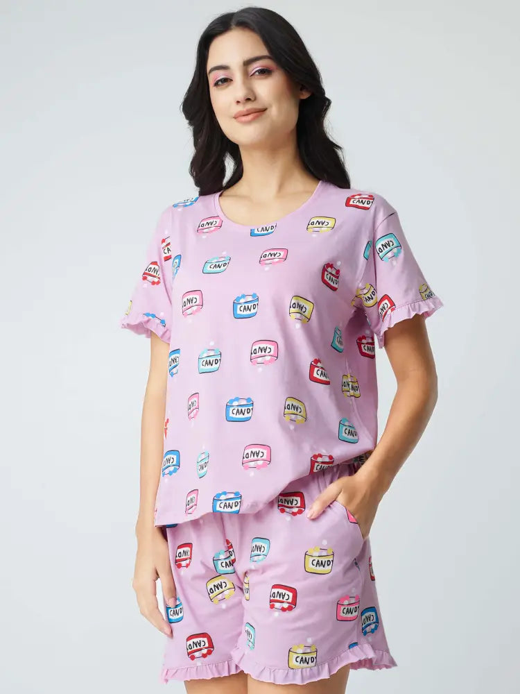 Sweet Candy Cotton Knits Shorts set - Short Set